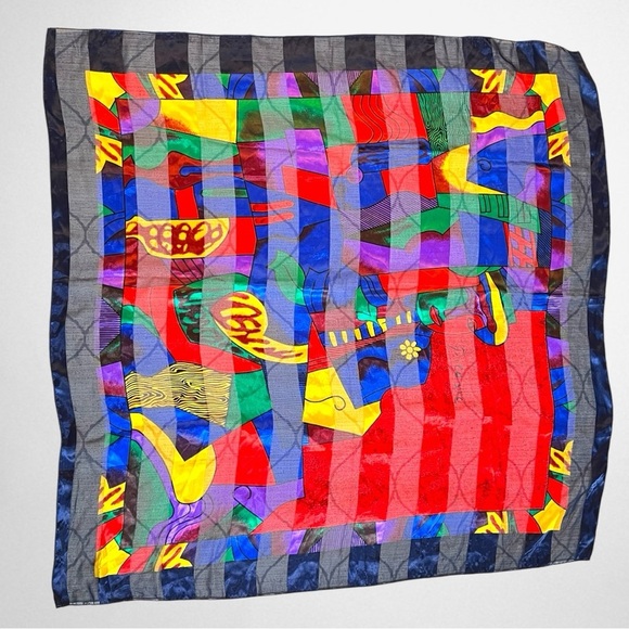 Accessories - Cubist vibrant jewel tone scarf